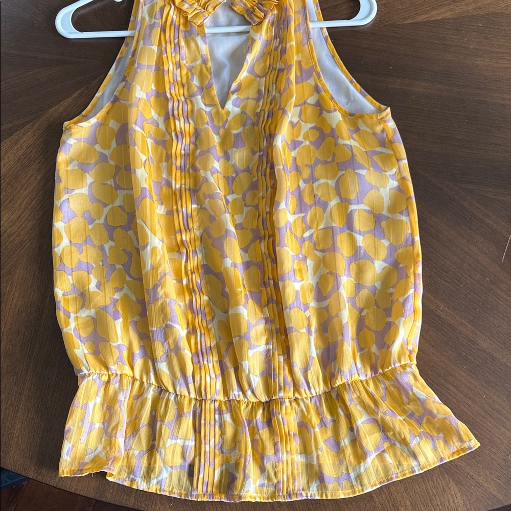 The Limited Yellow and Purple Patterned Blouse